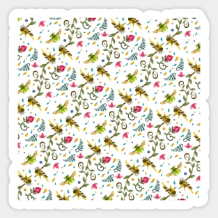 Sugarbird and Green Beetle Pattern Sticker